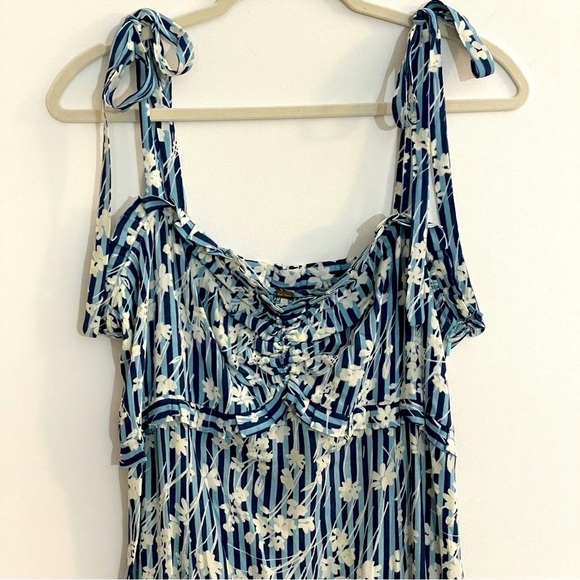 Free People Sun Dress Blue Stripes Size 12 - Picture 2 of 12